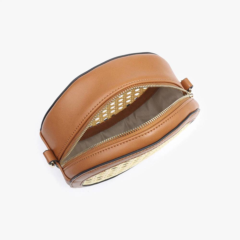 NEW JEN & CO. the francis rattan bohemian crossbody bag in natural/brown - Picture 3 of 5